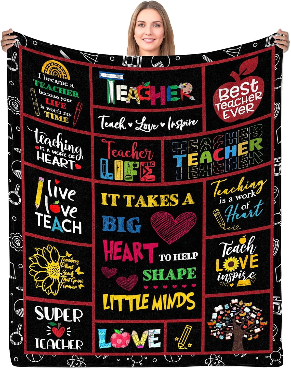 Teacher Gifts Blanket-Teacher Gifts for Women Men-Teacher Appreciation Gifts-Teacher Graduation Birthday Back to School Gifts Throw Blankets 60"x50" -1
