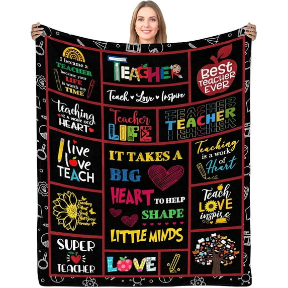 Teacher Gifts Blanket-Teacher Gifts for Women Men-Teacher Appreciation Gifts-Teacher Graduation Birthday Back to School Gifts Throw Blankets 60"x50" -1