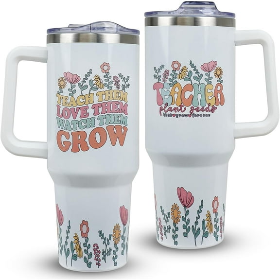 Teacher Gifts For Women, Teachers Day Appreciation Gifts Best Teacher Ever Graduation Gifts for Teacher Best Teacher Ever, 40oz Teacher Tumbler with Handle Teacher Cup Teacher Coffee Mugs