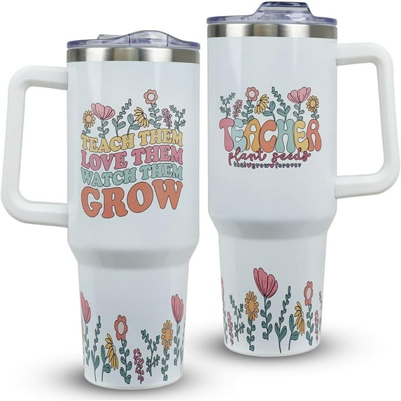 Teacher Gifts For Women, Teachers Day Appreciation Gifts Best Teacher Ever Graduation Gifts for Teacher Best Teacher Ever, 40oz Teacher Tumbler with Handle Teacher Cup Teacher Coffee Mugs