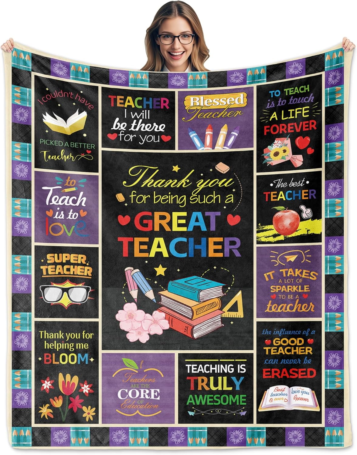 Teacher Gifts, Gifts for Teachers, Thank You Teacher Gifts Blanket 60"X50", Teacher Appreciation Gifts, Teacher Gifts for Teacher''s Day Birthday Graduation, Teacher Valentine