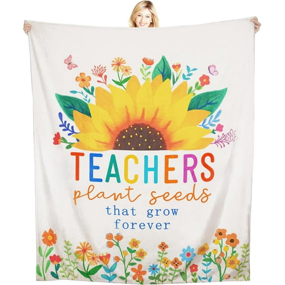 Teacher Gifts, Teacher Blanket, Teacher Appreciation Gifts for Teacher''s Day, Graduation, Retirement, Thanksgiving, Christmas and Back to School, Teacher Blankets Throws 60"x50"-Sunflower