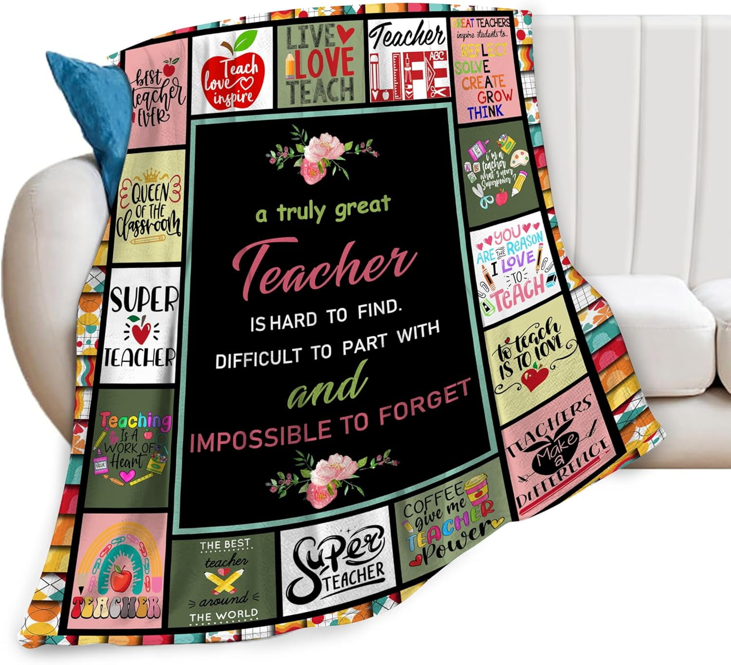 Teacher Gifts for Women Men Teacher Blanket Ultra Soft Cozy Fleece Teachers Day Graduation Retirement Gift Throw Blankets Fuzzy Plush Bedding Blanket Teacher Appreciation Gifts 50"x40"