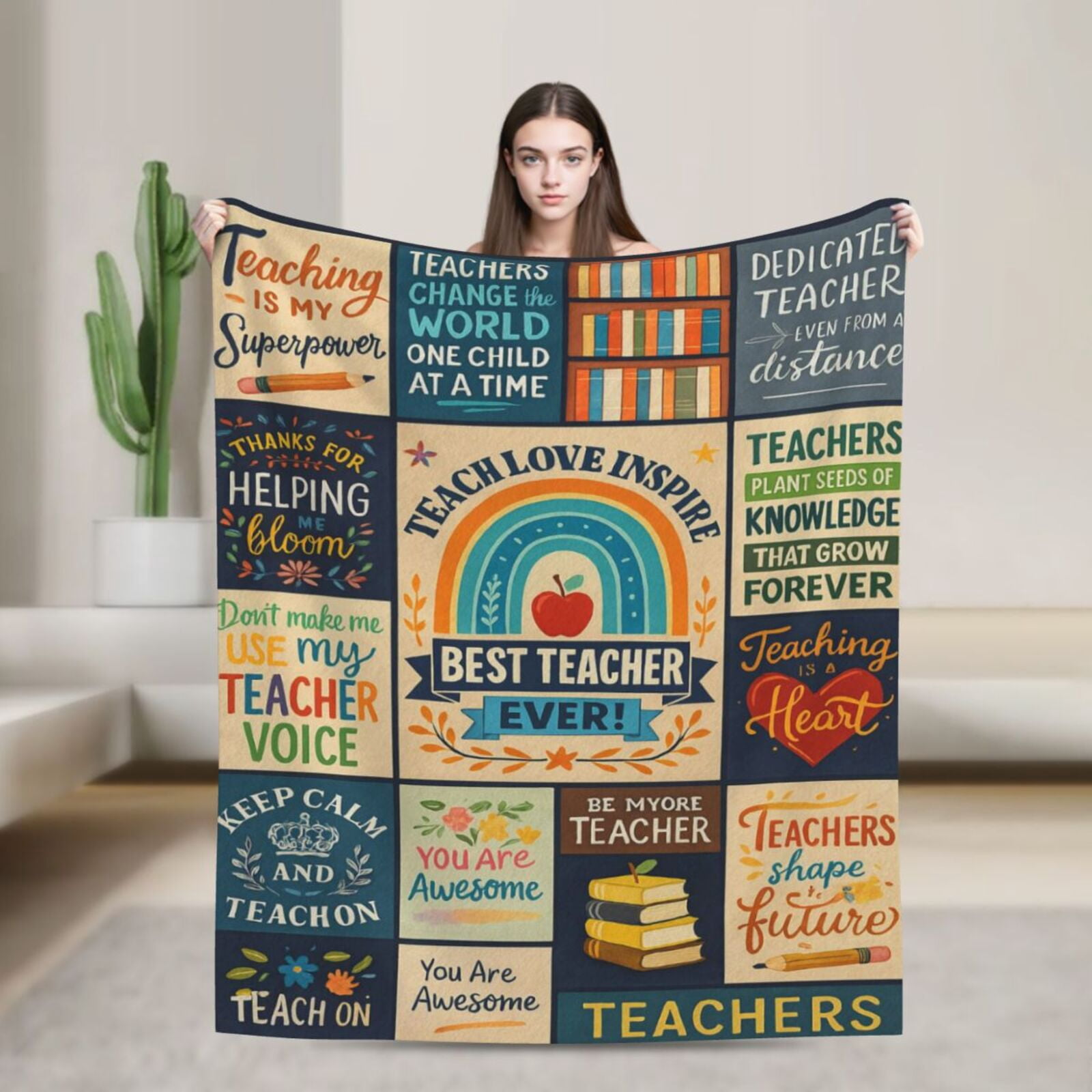 Teacher Gifts for Women Men- Unique Teacher Appreciation Gifts Blanket, Funny Gifts for Teachers, Best Teacher Gifts from Student, Teacher Birthday Retirement Gifts- Throw Blanket 60x50