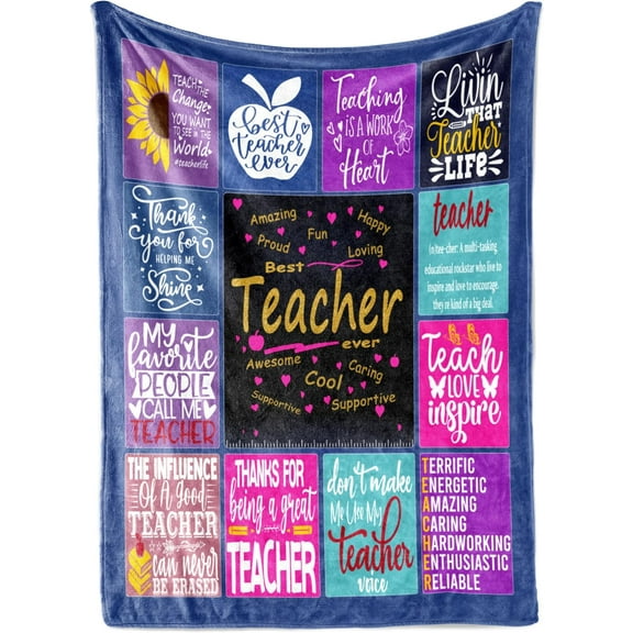 Teacher Gifts for Women Throw Blanket 60"X80", Teacher Appreciation Gifts in Bulk, Thank You Gifts for Teachers for Teachers Day Graduation Retirement Birthday Christmas Valentines Day