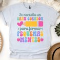 thumbnail image 1 of Teacher Graphic T-Shirt, Spanish Quote, Big Heart to Shape Young Minds, Unisex Tee, Ash, Size 3XL, 1 of 6