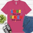 thumbnail image 1 of Teacher Graphic Tee – Love First Teach Second Inspirational School Shirt, Berry, S, 1 of 6