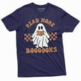 thumbnail image 1 of Teacher Halloween Funny Shirt Read More Booooks Books Boo School Tee Shirt (4X-Large Navy Blue), 1 of 5