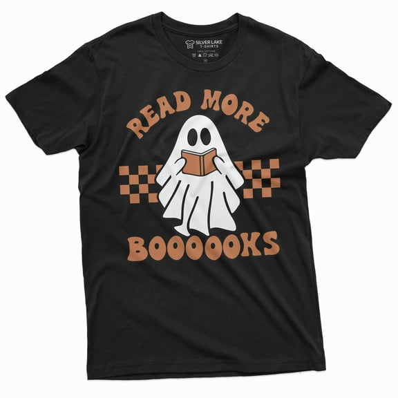 Teacher Halloween Funny Shirt Read More Booooks Books Boo School Tee Shirt (Medium Black)
