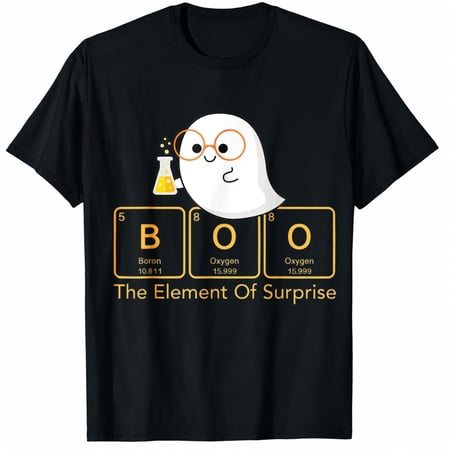 Teacher Halloween Shirt with Boo Chemistry Element Ghost Graphic, Funny Science Teacher T-Shirt