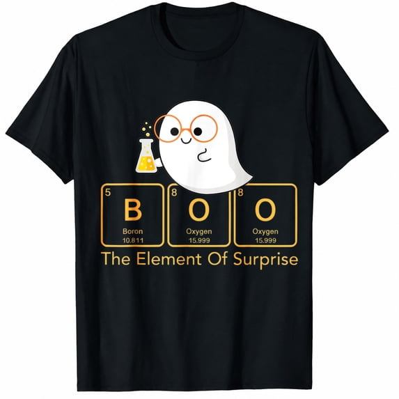 Teacher Halloween Shirt with Boo Chemistry Element Ghost Graphic, Funny Science Teacher T-Shirt