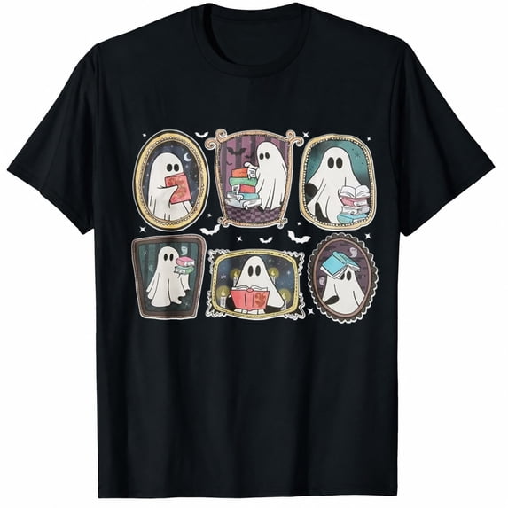 Teacher Halloween Shirt with Cute Ghost School Characters, Funny Spooky Teacher T-Shirt
