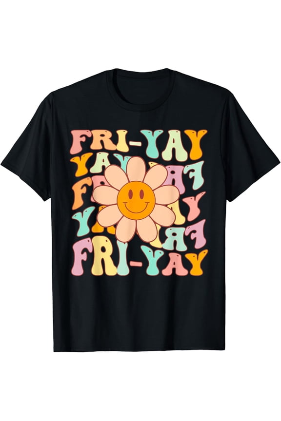 Teacher Happy Friyay Tgif Friday Flower Back To School T-Shirt, 2, Vintage T-Shirt - All Sizes S-Xl, Gategoo