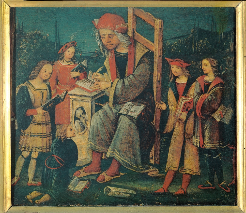 Teacher In The Chair With His Pupils Canvas Art -  (24 x 18)