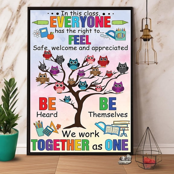 Teacher In This Class We Work Together As One Paper Poster No Frame Matte Wall Art Decor 11 x 17 Inch Poster