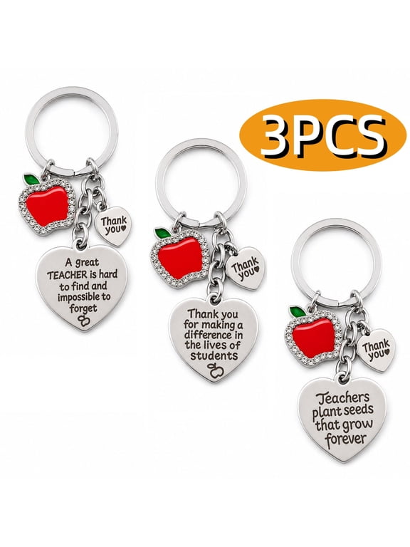Teacher Keychain Appreciation Gifts for Women Christmas Valentines Day Gifts for Daycare Teacher 3 Packs