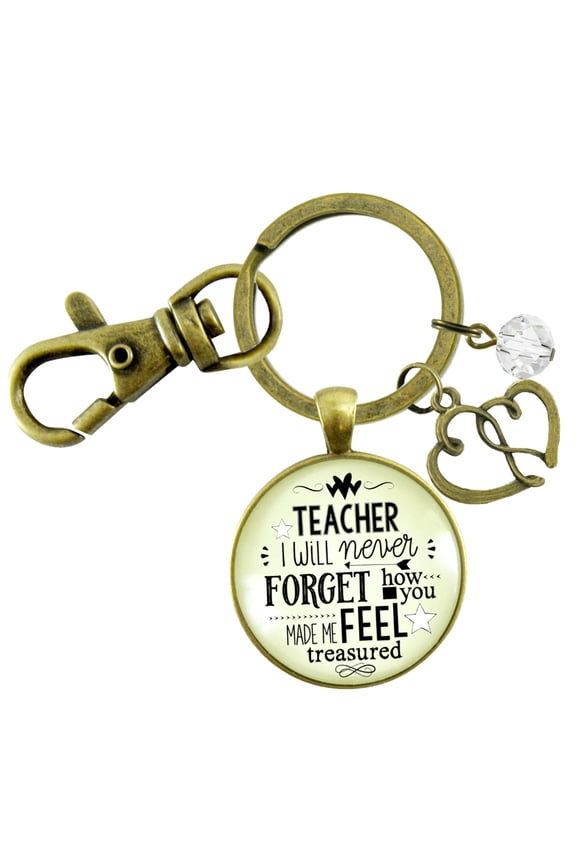 Teacher Keychain I Will Never Forget Inspirational Life Adult Jewelry Appreciation Gift