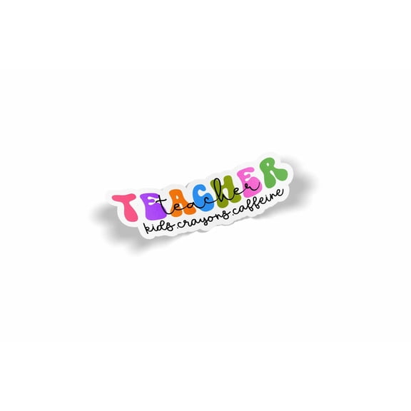Teacher Kids Crayon Caffeine Waterproof Sticker