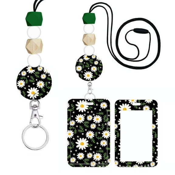 Teacher Lanyard for ID Badge Card, Cute Be Kind Leopard Rainbow Women Beaded Breakaway Neck Lanyards Name Tag Badges Holder Aesthetic Work Keys Accessories