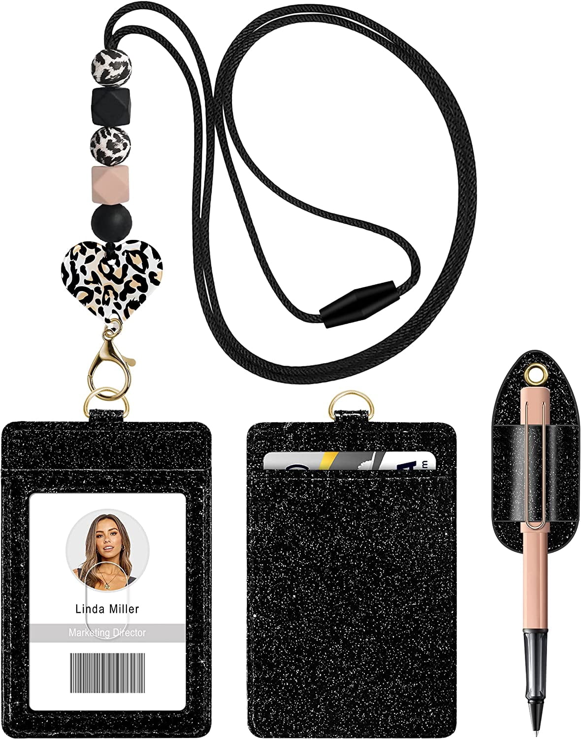Smile Teacher Lanyard With Wood Beads - Cute Happy Face ID Badge Holder For Women, Teachers, Nurses