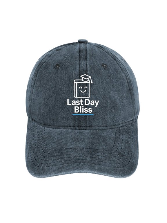 Teacher Last Day Of School Navy Adjustable Baseball Cap for Men Women, Classic Casual Snapback Hat