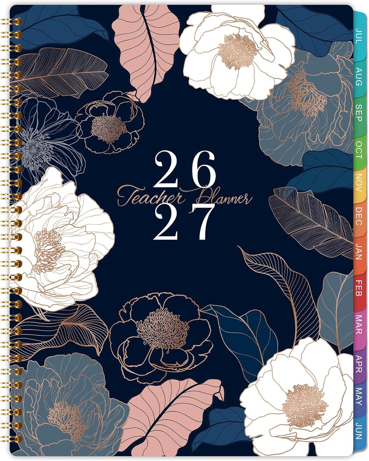 Teacher Lesson Planner July 2026 To June 2027, 11" X 8.3" Weekly And Monthly Planner Book With Floral Design For Classroom Organization