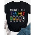 thumbnail image 1 of Teacher Letter Print Casual Short Sleeve Round Neck Cotton T-Shirt for Women Daily Wear, 1 of 7