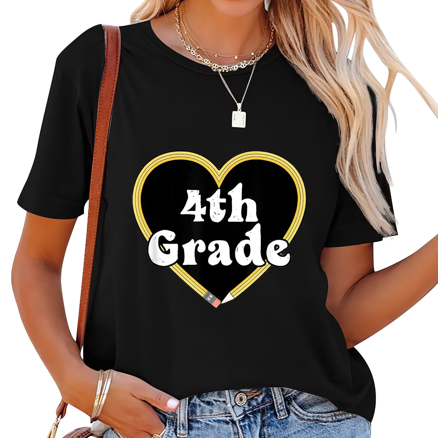 Teacher Love Happy Valentine 4Th Fourth Grade Chal Women's Graphic T ...