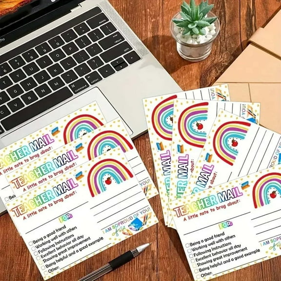 Teacher Mail Positive Behavior Postcards for Classroom Communication | Teacher Notes Home to Parents | Encouragement Reward Cards | Writable 3.6 x 2.5 in | Bulk Pack