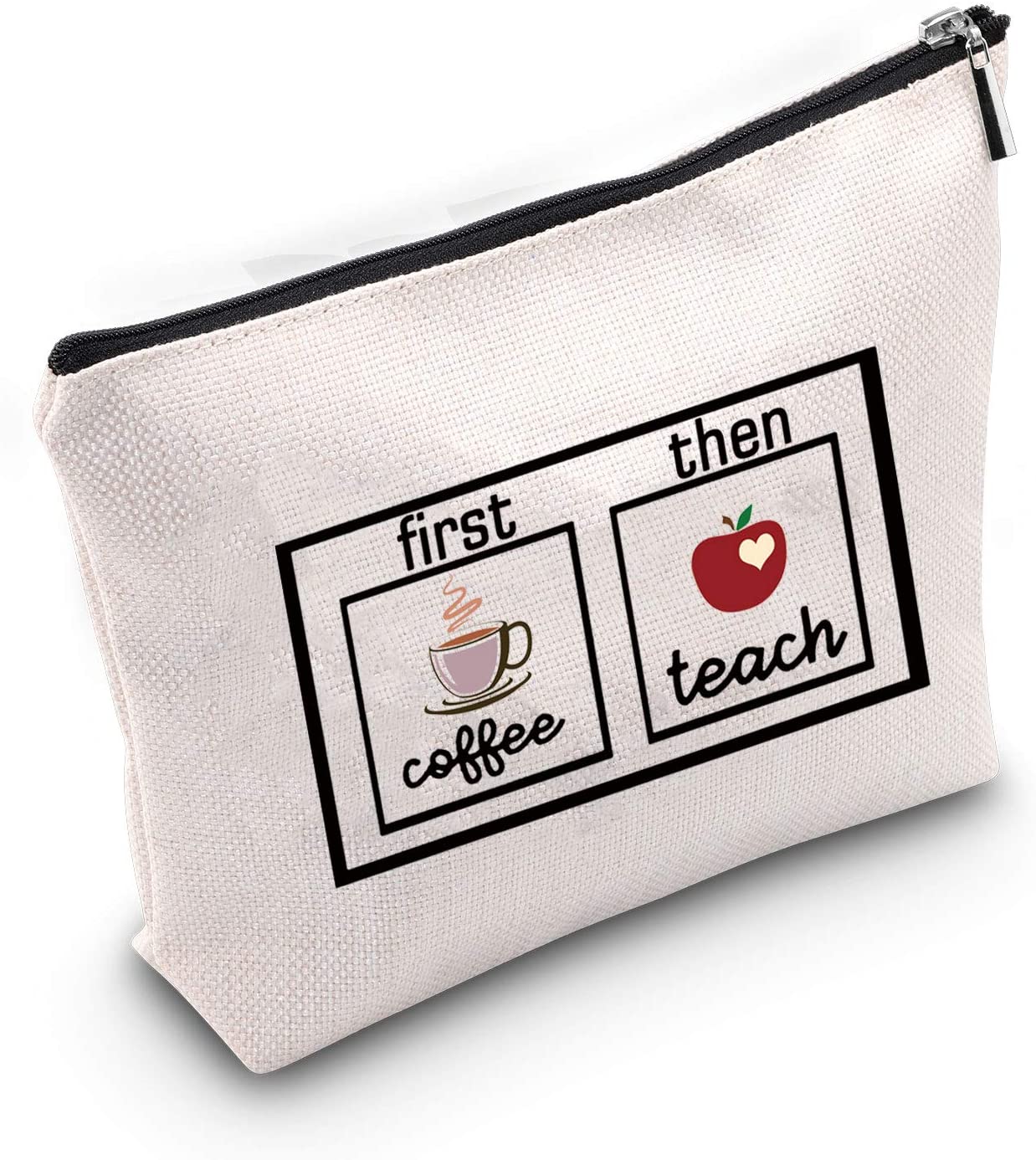 Teacher Makeup Bag Gift First Coffee Then Teach Cosmetic Bag Teacher ...