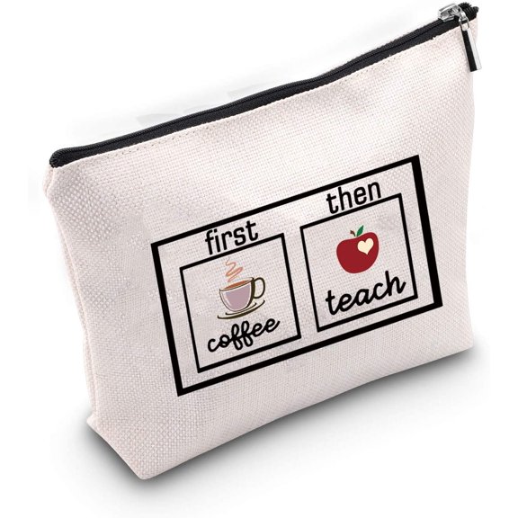 Teacher Makeup Bag Gift First Coffee Then Teach Cosmetic Bag Teacher Appreciation Gift Teacher Gift from Students