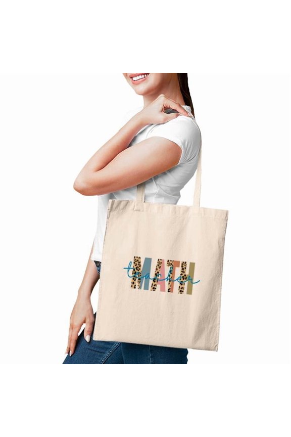 Teacher Math Leopard Design Half Leopard Tote Bags