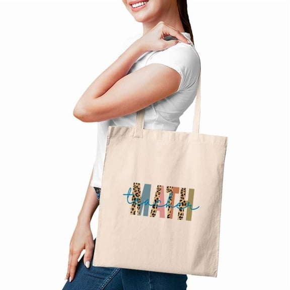 Teacher Math Leopard Design Half Leopard Tote Bags