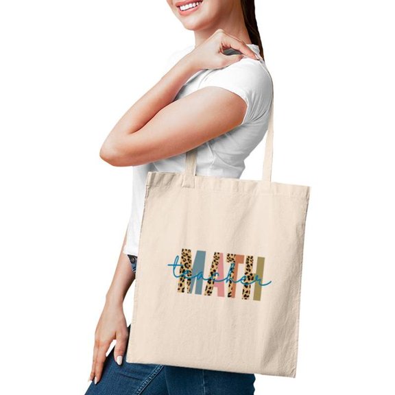 Teacher Math Leopard Design Half Leopard Tote Bags