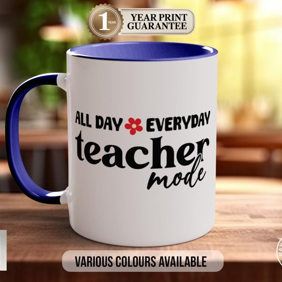 Teacher Mode Coffee Mug: Funny Gift for Educators, Handmade in UK