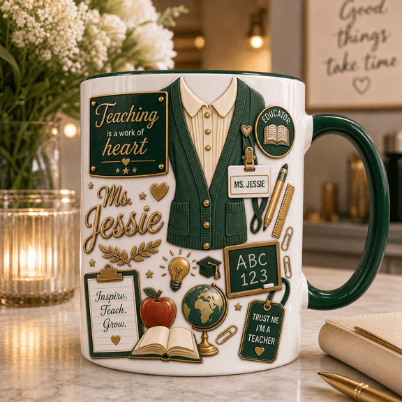 Teacher Mug 3D Effect Personalized Educator Coffee Cup Appreciation Gift