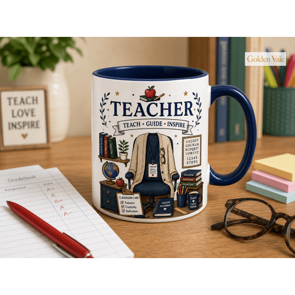 Teacher Mug Teach Guide Inspire Coffee Cup Gift for Educators