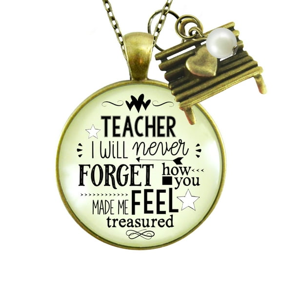 Teacher Necklace Never Forget Gutsy Goodness Female Adult Bronze Metal Jewelry