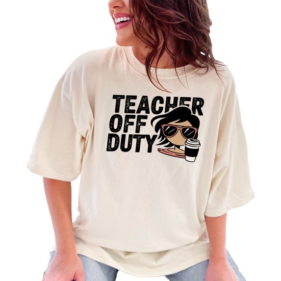 Teacher Off Duty T-Shirt, Funny Teacher Shirt, Summer Break Tee, Vacation Mode Shirt, Teacher Appreciation Gift, Cool Teacher Graphic Tee, Ivory Comfort Colors T-Shirt, 2XL