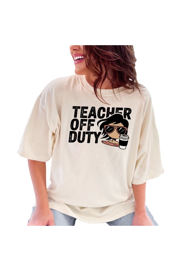 Teacher Off Duty T-Shirt, Funny Teacher Shirt, Summer Break Tee, Vacation Mode Shirt, Teacher Appreciation Gift, Cool Teacher Graphic Tee, Ivory Comfort Colors T-Shirt, Small