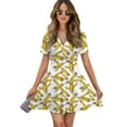 thumbnail image 1 of Teacher Pencils Women Dress V-Neck Short Sleeve Flowy Swing Party Midi Dress, 1 of 4