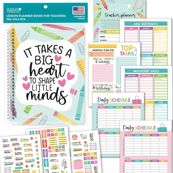 Teacher Planner 2025-2026 – Undated Lesson Planner Book with Stickers, Monthly & Weekly Pages, Student & Substitute Info – Colorful Homeschool & Classroom Organizer
