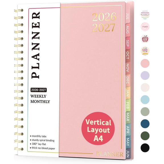 Teacher Planner 2026-2027, Academic Planner 2026-2027, Jul 2026 - Jun 2027, 8.5"x11", Weekly & Monthly Planning Book with 7 Periods, School Agenda for Teacher Student Homeschool, A4, Pink