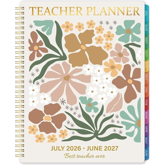 Teacher Planner 2026-2027 - Teacher Lesson Planner 2026-2027, Academic Organizer with Colorful Tabs, 8.5'' x 11''