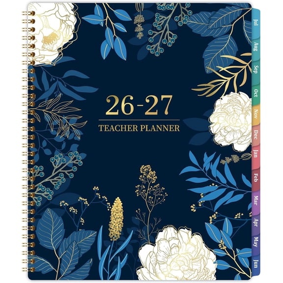 Teacher Planner 2026-2027 - Academic Planner Teacher Lesson Planner 2026-2027, Jul. 2026 - Jun. 2027, 8.5'' x 11'' Weekly & Monthly Lesson Planner With Colorful Monthly Tabs, Twin-Wire Binding