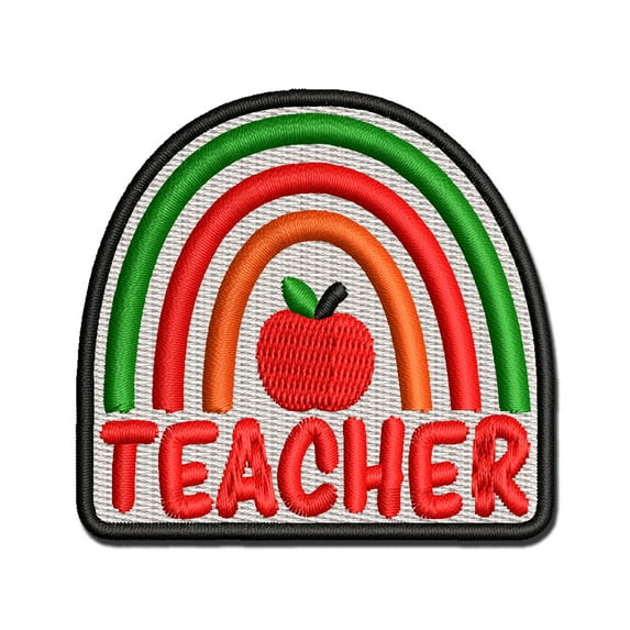 Teacher Rainbow Applique Multi-Color Embroidered Hook & Loop Patch - 2.0 Inch Mini