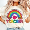 thumbnail image 1 of Teacher Rainbow Pencil T-Shirt, Teach Love Inspire Shirt, Faux Sequin Sparkly, Cute Teacher Appreciation Gift Tee, 1 of 5