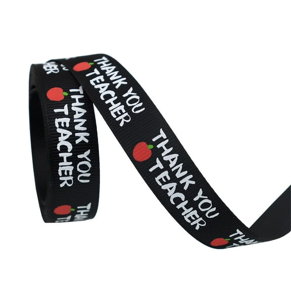 Teacher Ribbon For Gifts,Pencil Ribbon,Teacher Ribbon,Back To Themed Teacher Decorative Ribbon With Bus Pencil Apple Abc Alphabet Pattern For Crafts Gift Wrapping Hair Sewing Wreath(0.63x39.37In)