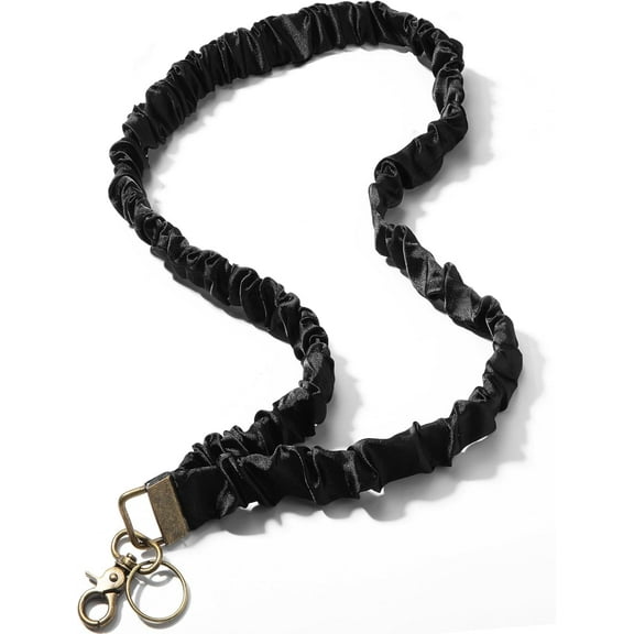 Teacher Scrunchie Lanyards for ID Badges Keys Cute Neck Stretchy Lanyards Retractable Keychain Holder for Women Ladies