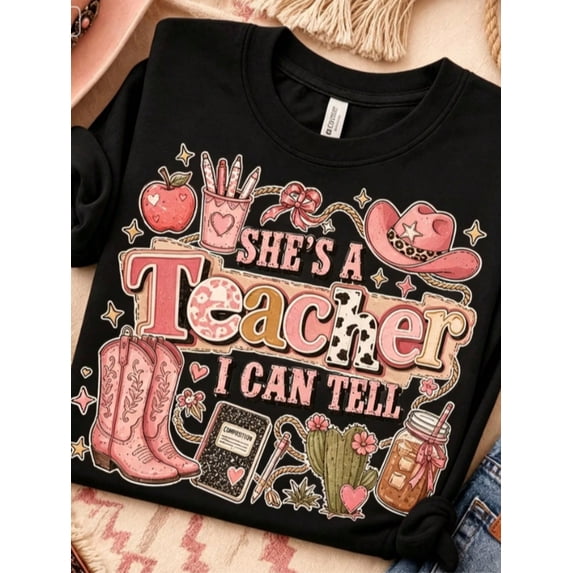 Teacher Shirt, She's A Teacher I Can Tell Tee, Teacher Appreciation Gift, Funny School Staff T-Shirt, Gift For Teacher Women, Classroom Tees